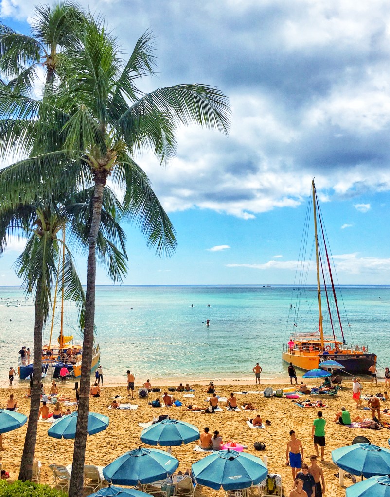Afternoon at Waikiki Beach from Moana Lani Spa in Honolulu.
